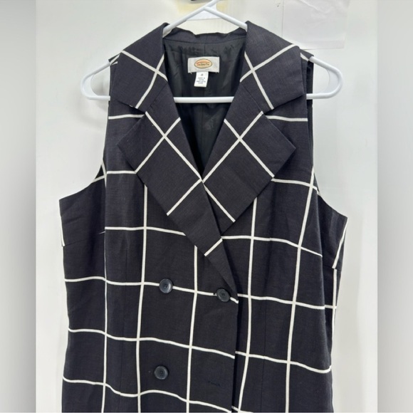 Talbots black white sleeveless wrap dress size 16 vintage - Picture 3 of 9